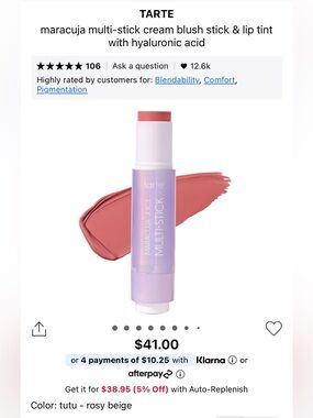Tarte Maracuja Juicy multi-stick cream blush and lip tint